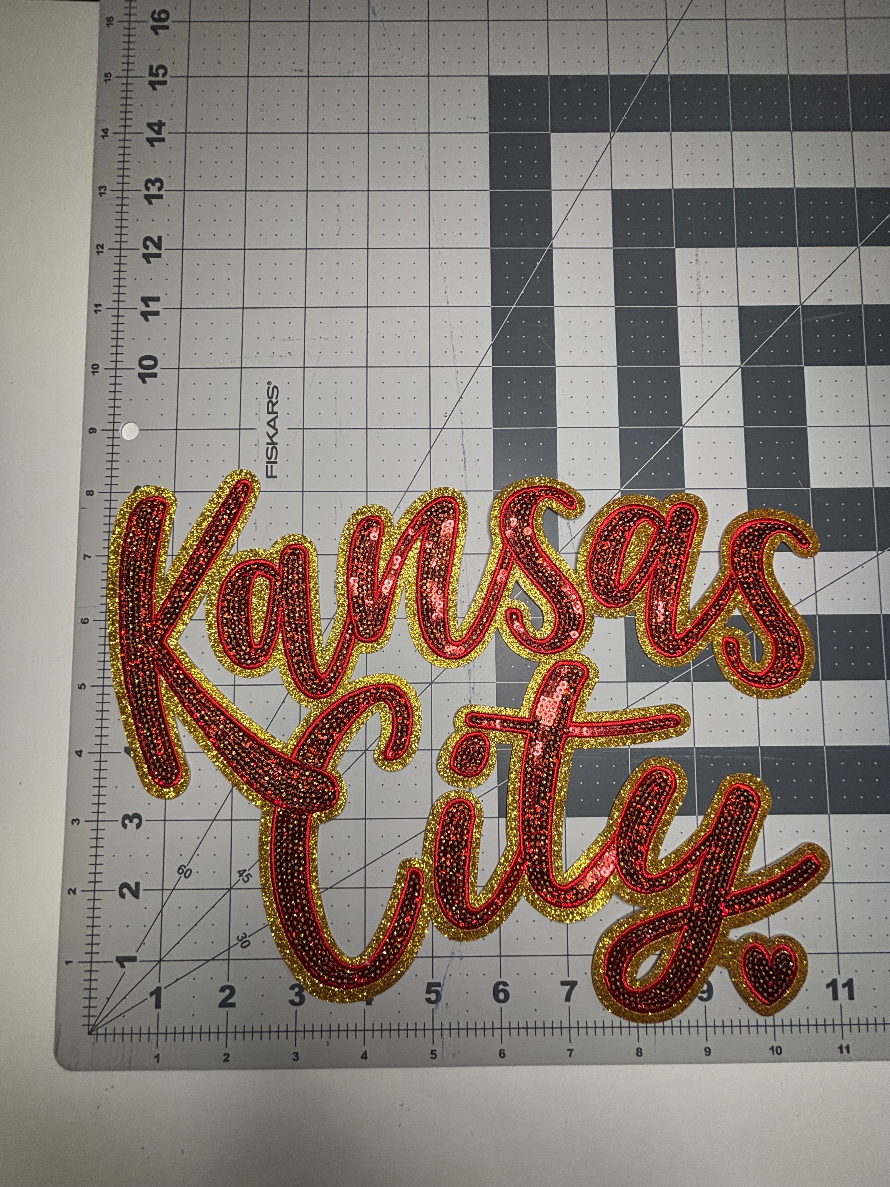 Kansas City - Gold Outline with Red Sequin X-Large Patch