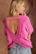 Load image into Gallery viewer, Hot Pink Crochet Back Sweater
