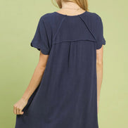 Scalloped Hem Flowy Linen Dress