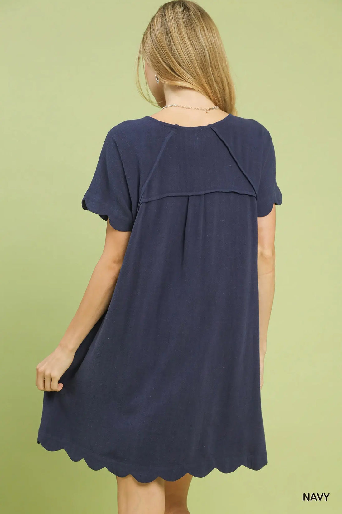 Scalloped Hem Flowy Linen Dress