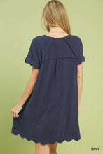 Load image into Gallery viewer, Scalloped Hem Flowy Linen Dress
