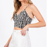 Ruched Front Cami Crop Top (Black)