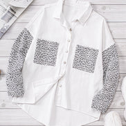 White Contrast Leopard Denim Jacket