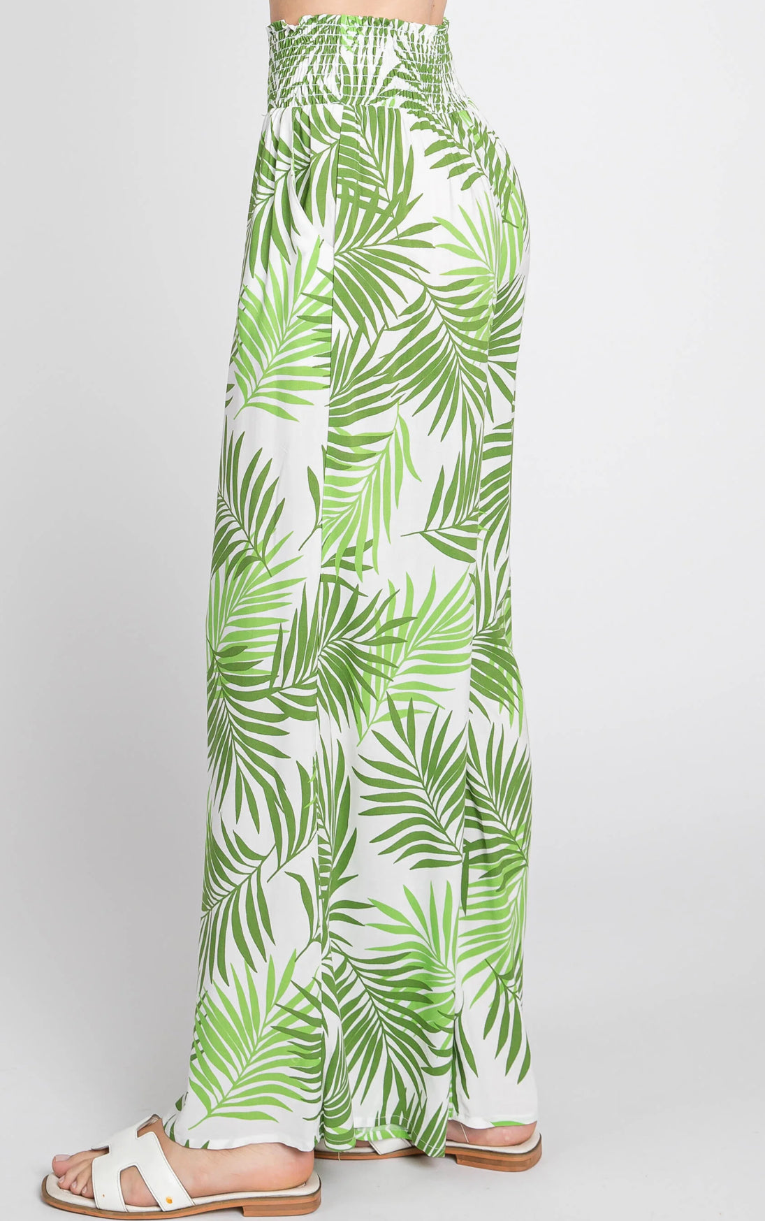 Smock Waist Wide Leg Pants (Green)