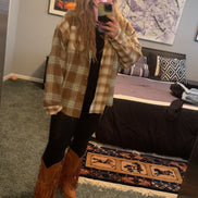 Color Block Plaid Button Down
