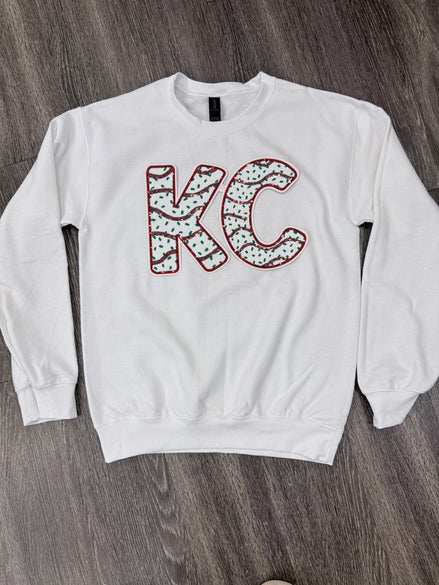 Sequin Holiday KC Cake Chiefs Sweatshirt