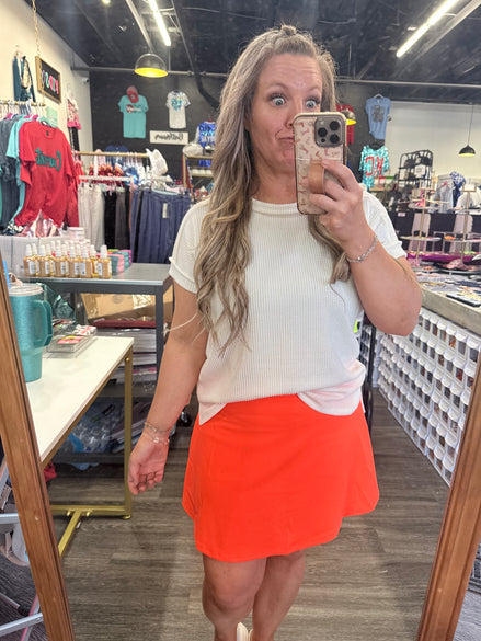 SOLID SKORT WITH WAISTBAND
