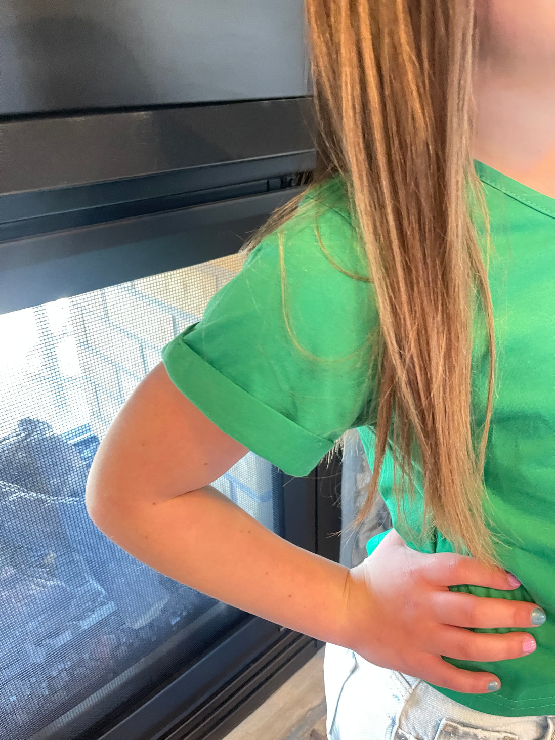 KIDS Crop Tee w/rolled Sleeve