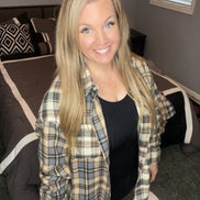 Color Block Plaid Button Down