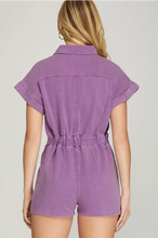 Load image into Gallery viewer, Short Sleeve Washed Romper w/Pockets
