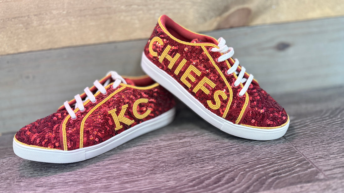 KC Red Sequin Game Day Sneakers | PREORDER