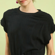 Scalloped Hem Linen Dress