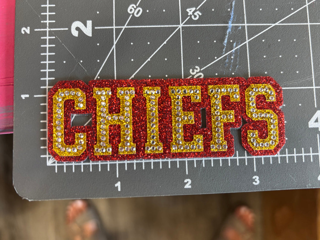 Rhinestone Transfer Chiefs Block Script