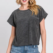 Terry Loose Fit Top with Front Pocket