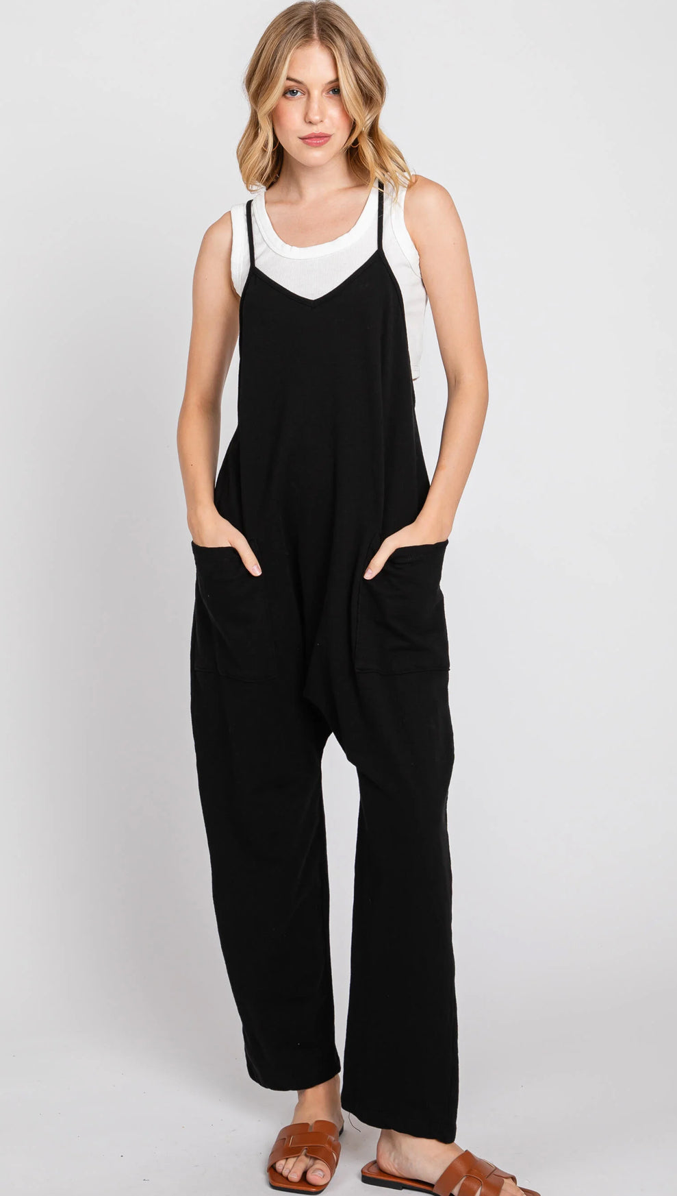 Terry Cloth jumpsuit with front patch pockets