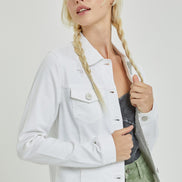 White Frayed Hem Jean Jacket