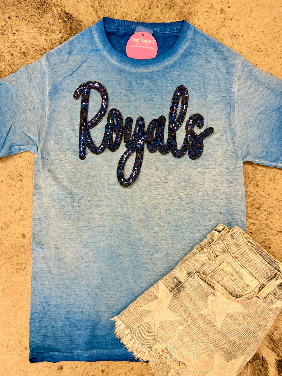 Royals Script Tee w/Sequin Patch