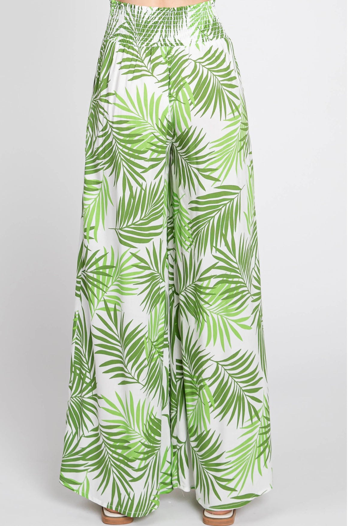 Smock Waist Wide Leg Pants (Green)