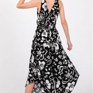 Sleeveless Jumpsuit w/Waist Smocking (Black)