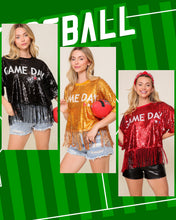 Load image into Gallery viewer, Game Day Sequin Fringe Top
