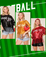 Game Day Sequin Fringe Top
