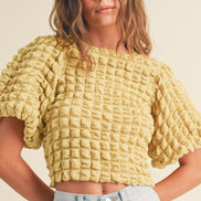 Textured Bubble Sleeve Top