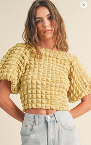 Textured Bubble Sleeve Top