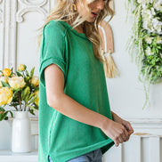 Ribbed Drop Shoulder Top