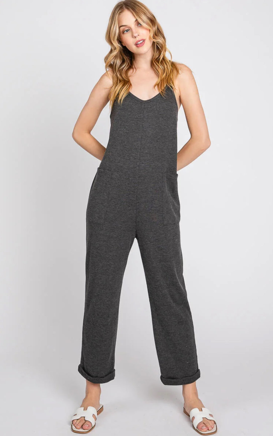 Front Patch Pocket Roll-Up Jumpsuit