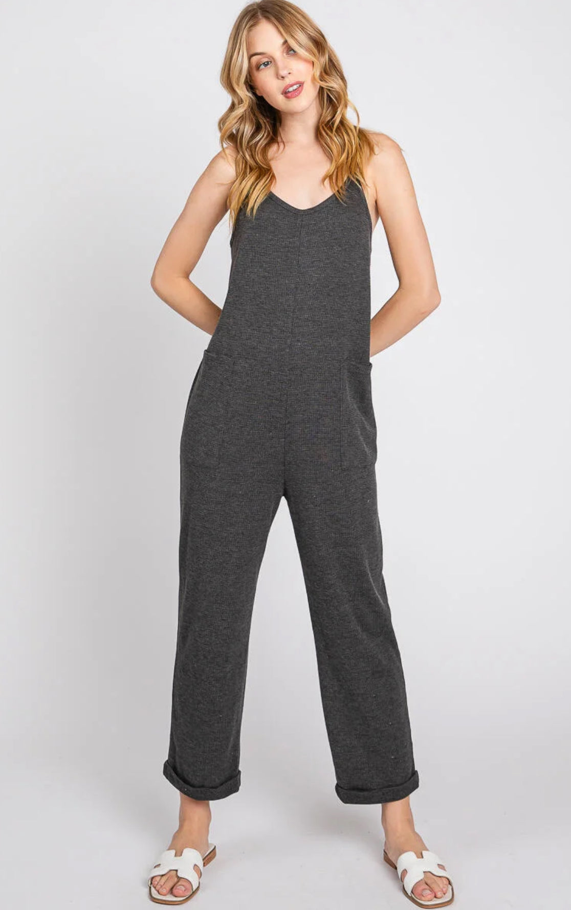 Front Patch Pocket Roll-Up Jumpsuit