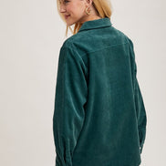 Corduroy Button Down Shacket w/Pockets