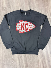 Load image into Gallery viewer, Sequin Holiday Arrowhead Cake Chiefs Sweatshirt
