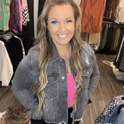 Frayed Hem Washed Jean Jacket