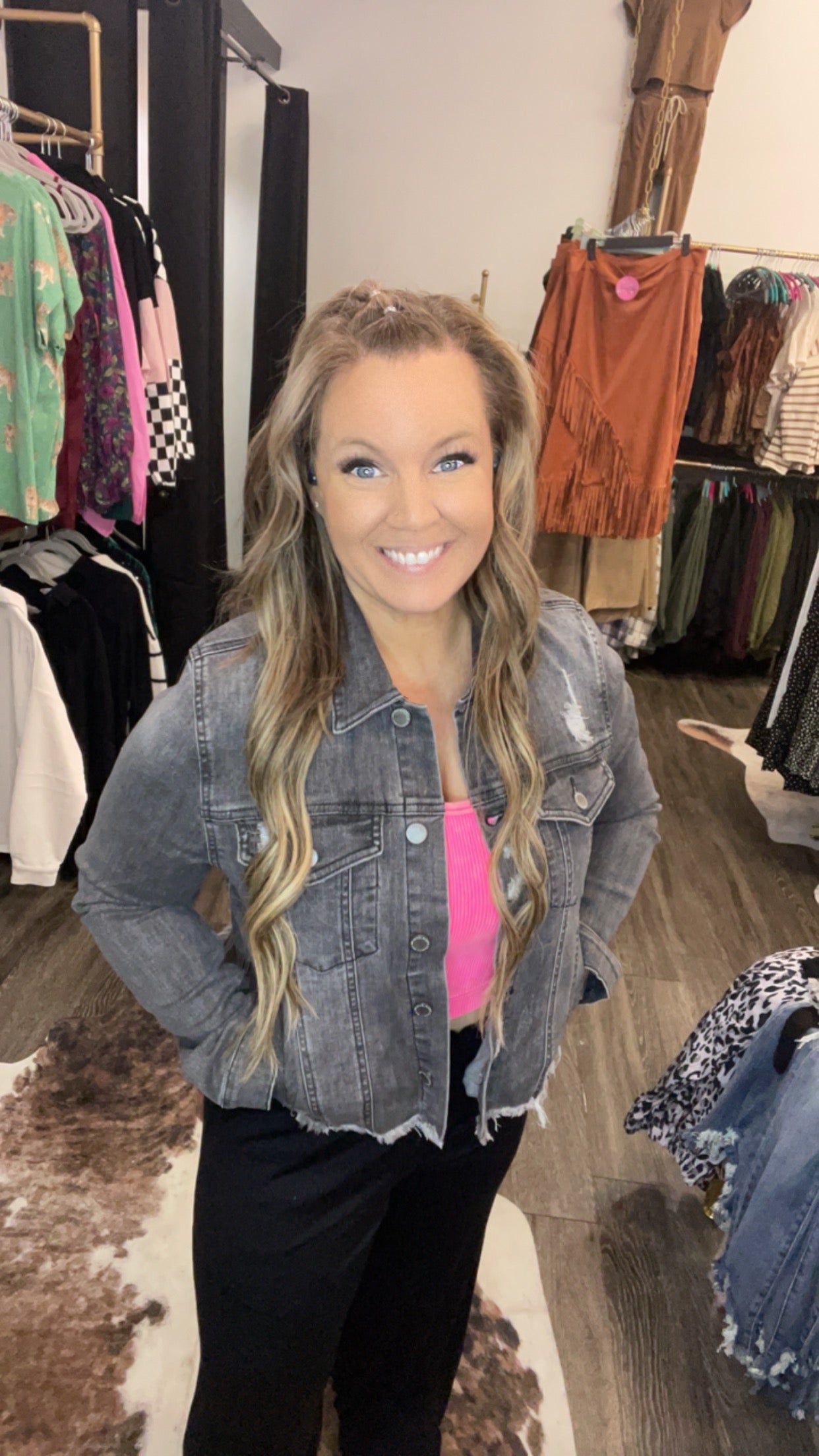 Frayed Hem Washed Jean Jacket