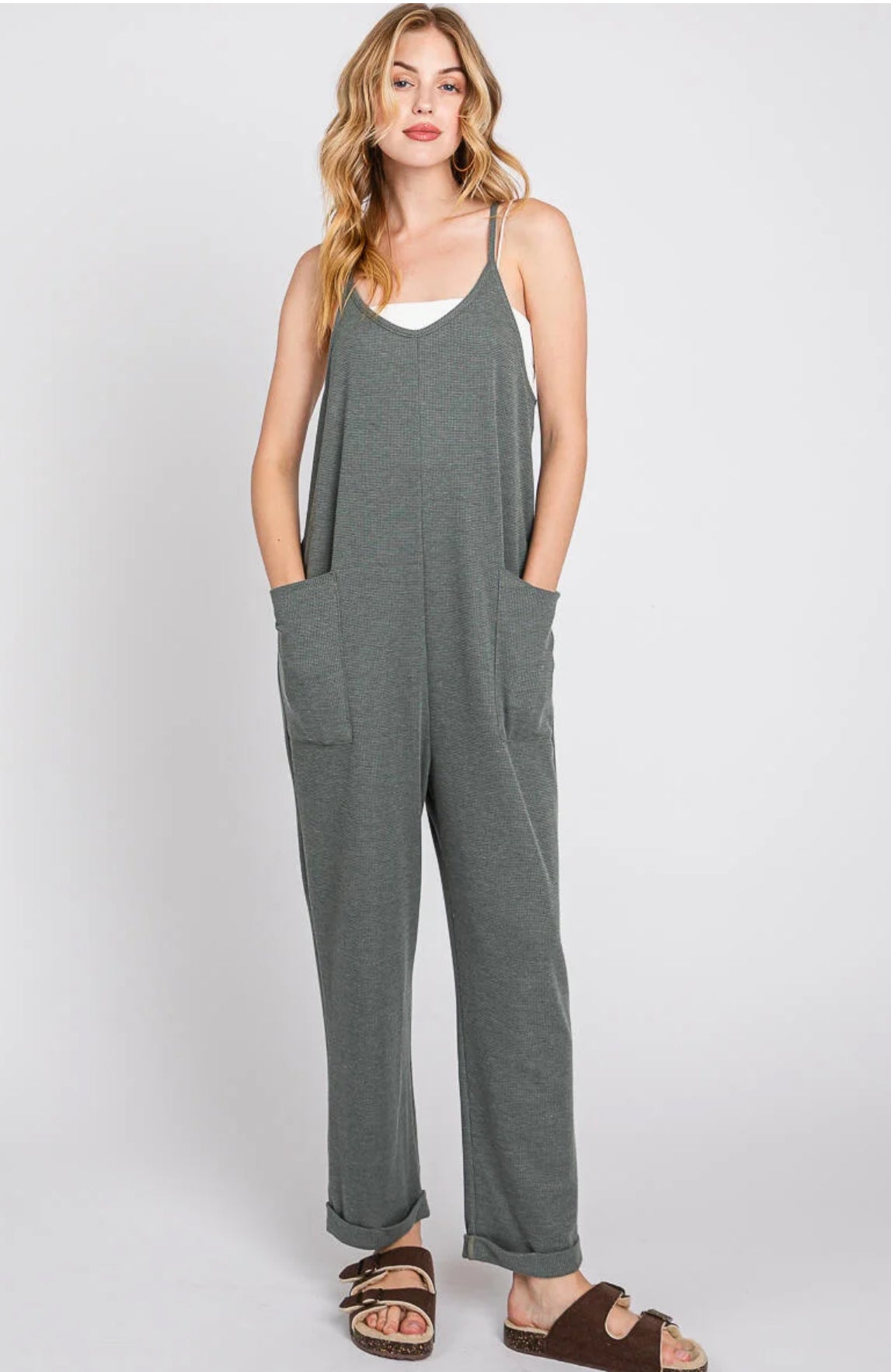 Front Patch Pocket Roll-Up Jumpsuit