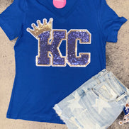 KC Crown Royals V-Neck Tee w/Sequin Patch