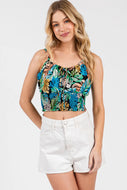 Smocked Waist Cropped Cami Top