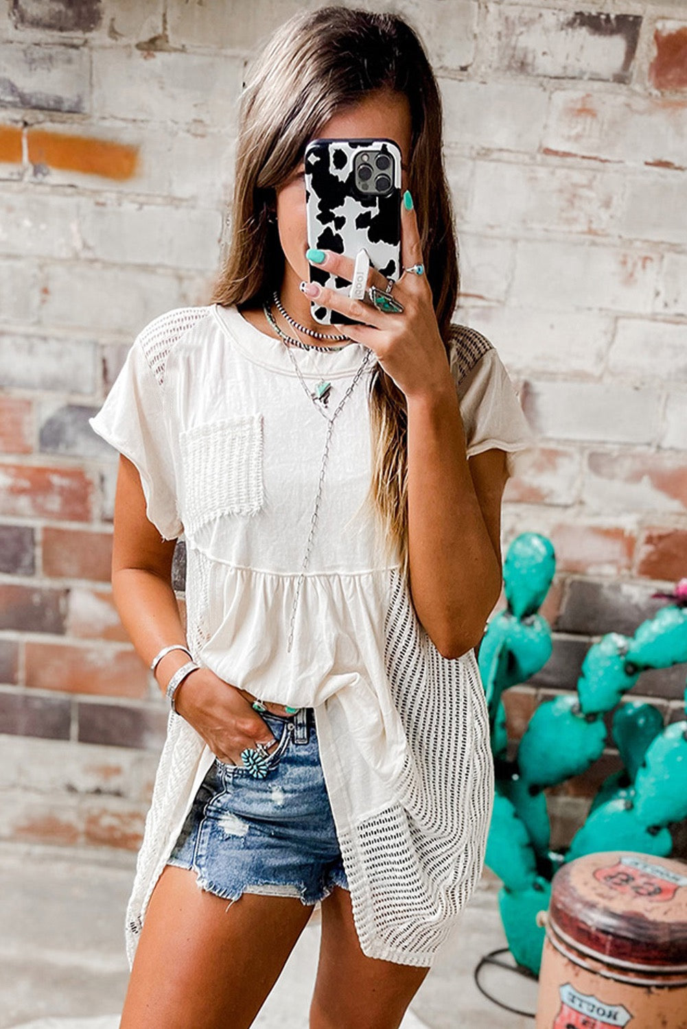 Knit Tunic with Waffle Detail