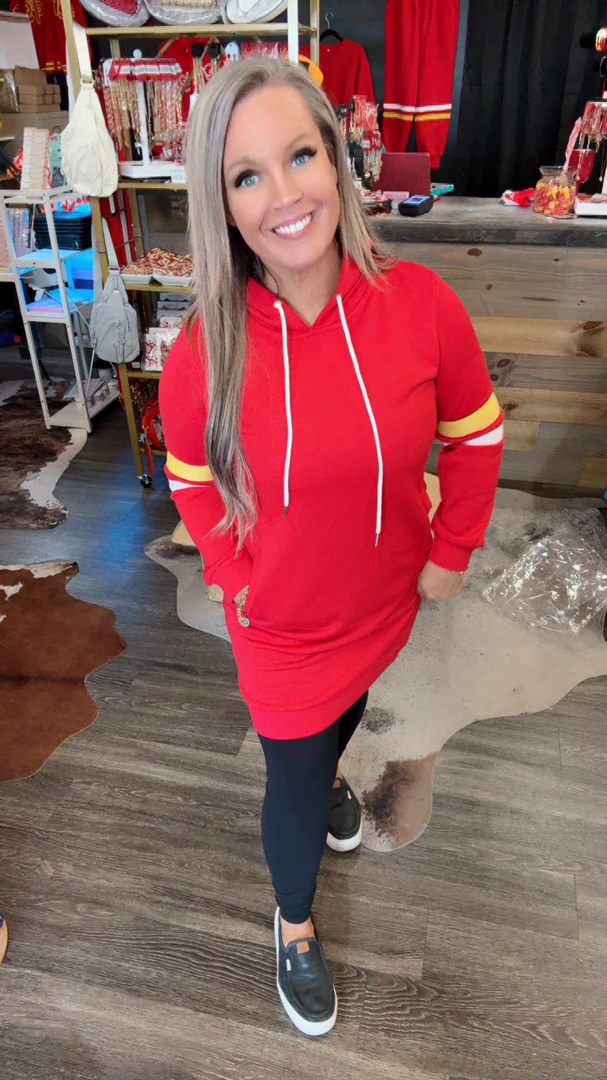No Fumble Hooded Sweatshirt Dress