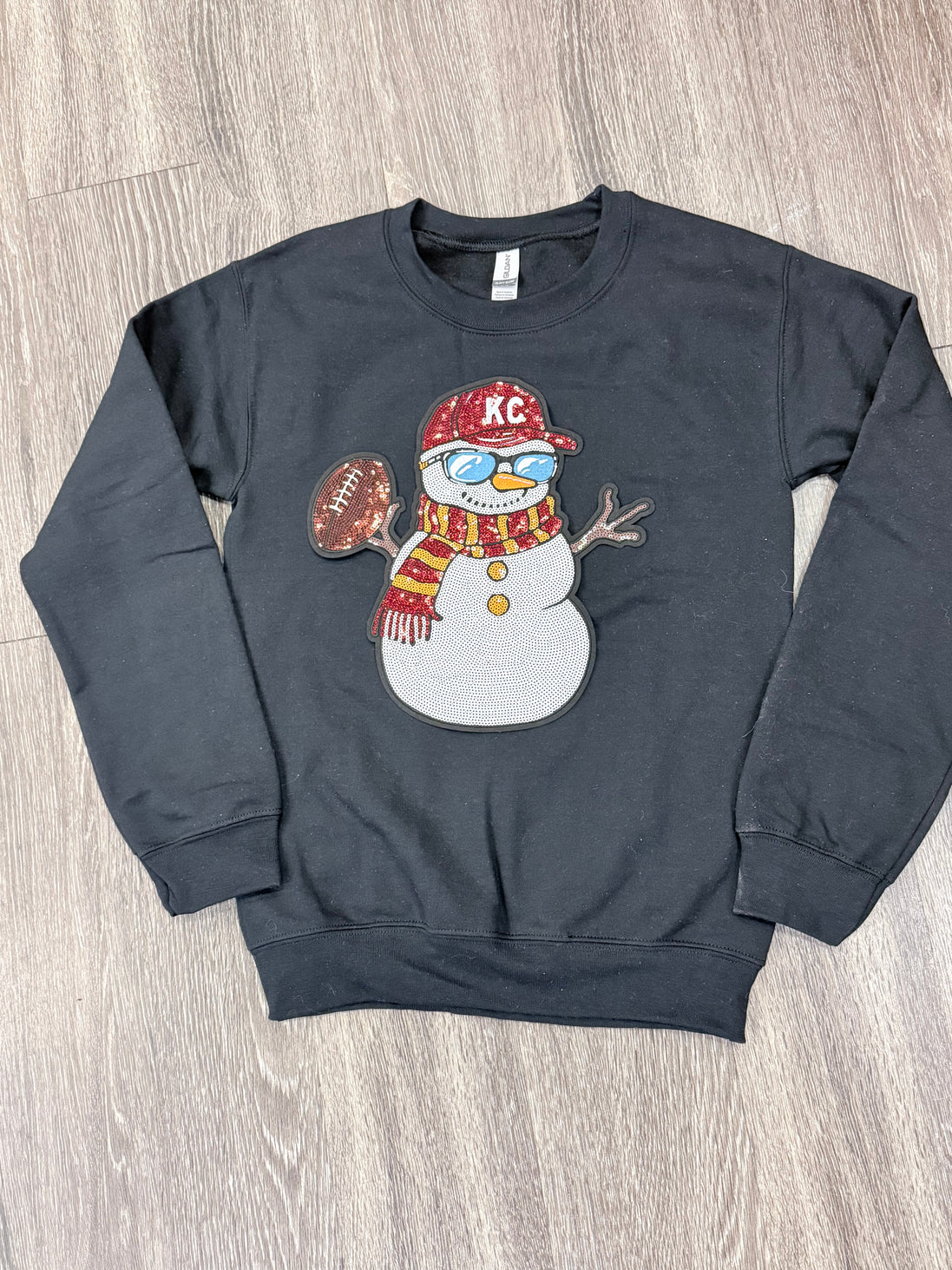 Sequin Holiday Snowman Chiefs Sweatshirt