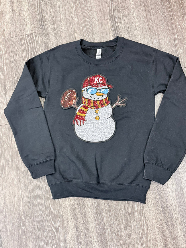 Sequin Holiday Snowman Chiefs Sweatshirt
