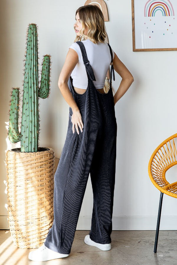 Ribbed Jumpsuit with Large Front Pockets