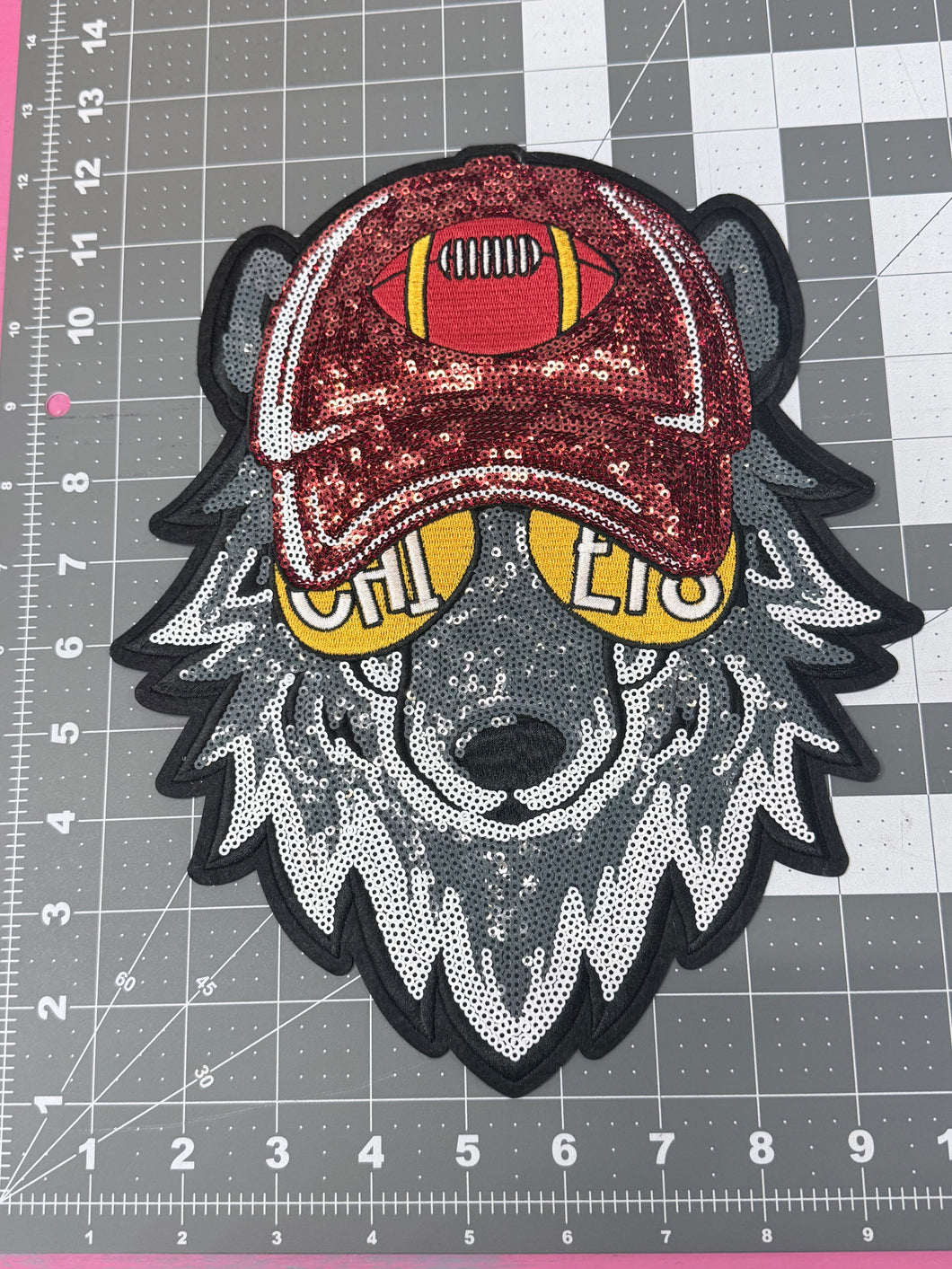 Sequin KC Wolfie (boy) Large Patch