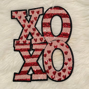 XOXO Stripes/Hearts Sequin and Chenille X-Large Patch (Valentine’s Collection)