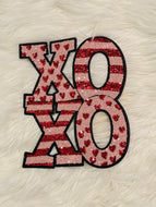 XOXO Stripes/Hearts Sequin and Chenille X-Large Patch (Valentine’s Collection)