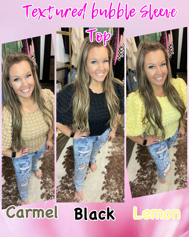 Textured Bubble Sleeve Top