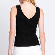 Ribbed V-Neck Sweater Tank
