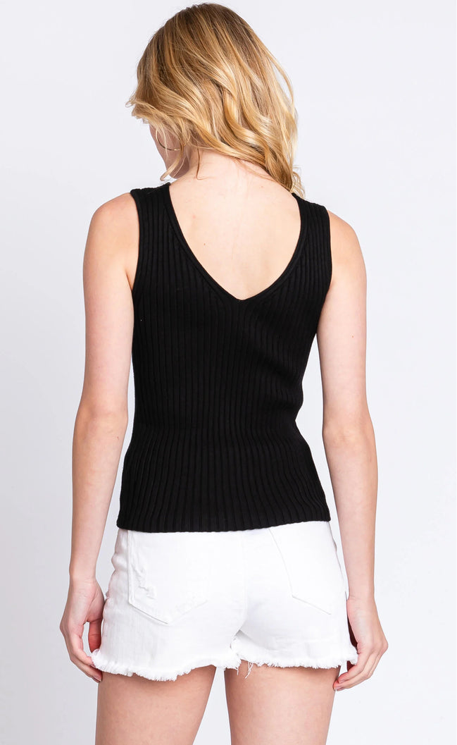 Ribbed V-Neck Sweater Tank