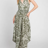Sleeveless Jumpsuit w/Waist Smocking (green)