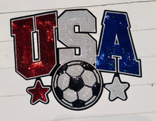 Load image into Gallery viewer, USA and Soccer Sequin Patch (11 inch)
